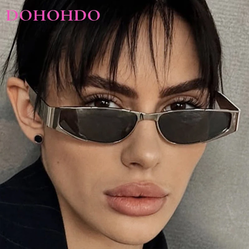 

Luxury Designer Cyberpunk Narrow Women's Sunglasses Metal Cool Sunglass Men Outdoor Traveling Party Trendy Eyewear UV400 Lentes