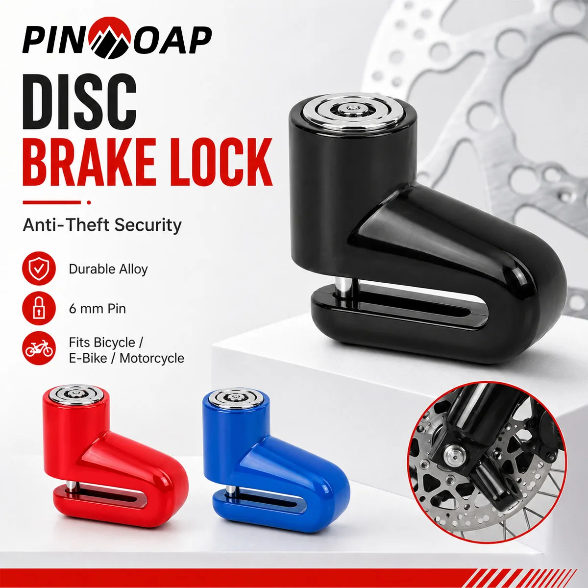 PINMOAP 1PC Bicycle Disc Brake Lock Portable Anti Theft Security Rotor Lock Pin Compact Lock Fit Mountain Bike Road Bike E-Bike