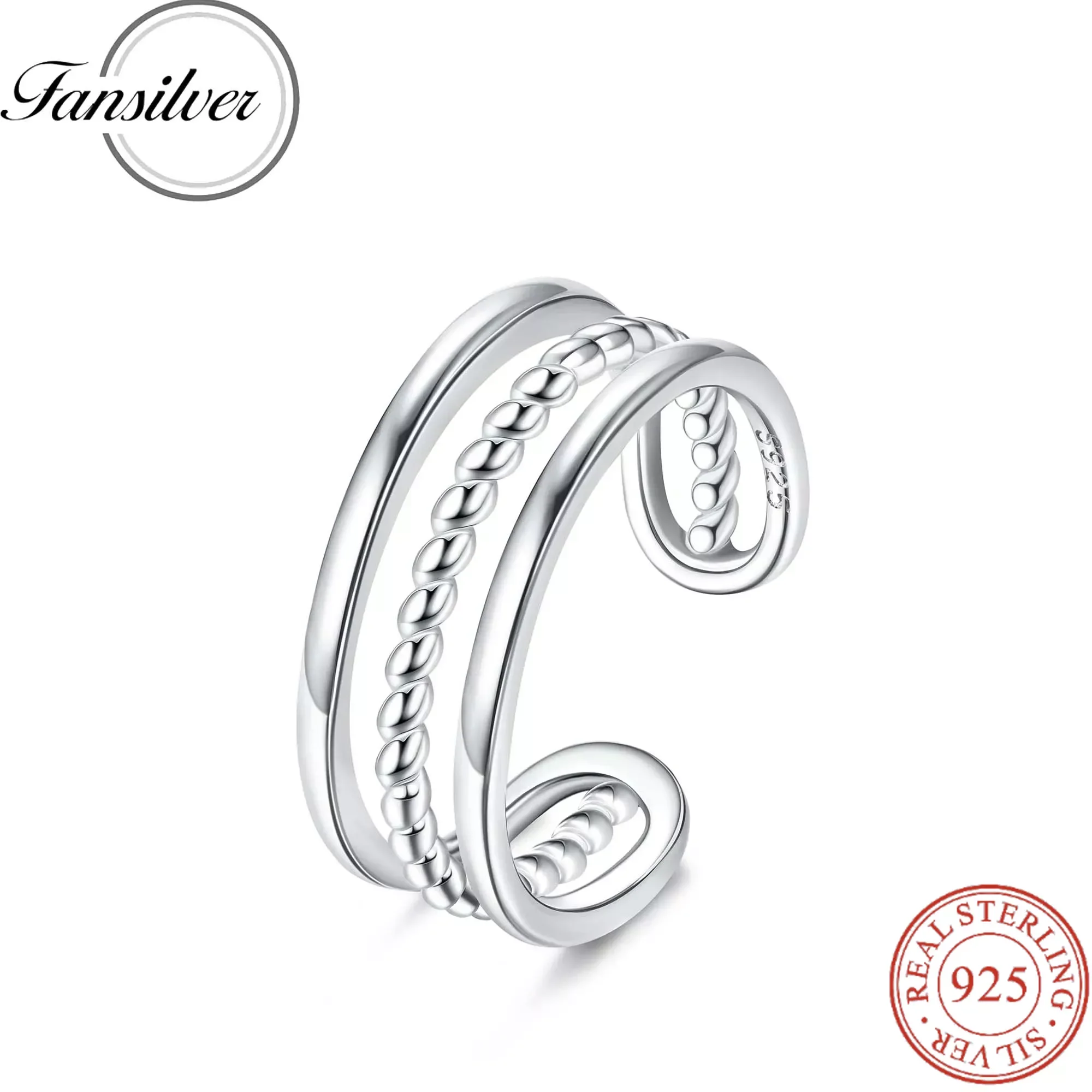 Fansilver-925 Sterling Silver Ajustável Toe Anéis para Meninas, Cor Sólida, 6mm Largura, Hipoalergênico, Anéis de Banda Vintage