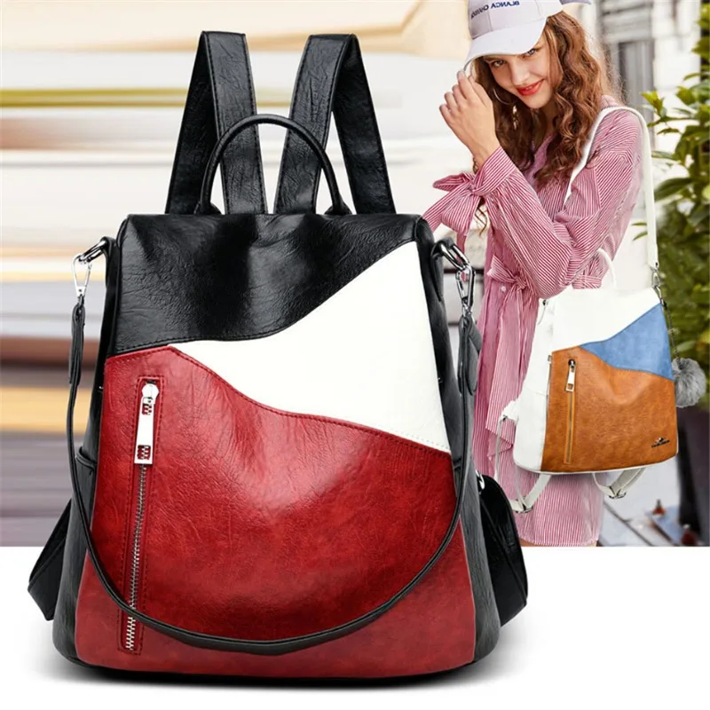 High Capacity Travel Women Handbag Leather Anti Theft Female Backpacks for Lady Business Multifunction Waterproof Shoulder Bag