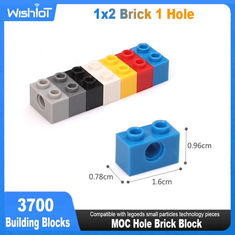 10pcs MOC Combination Studded Long Beam with Hole Thick Bricks 1x2 Brick 1 Hole Technical Building Block