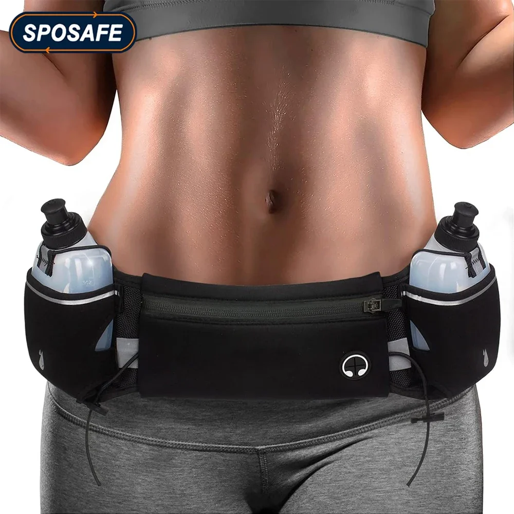 

1Pcs Hydration Running Belt with Water Bottles for Men & Women – Running Water Bottles, Water Resistant Pouch Fits All Phones