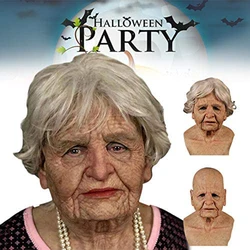 Funny Halloween Granny Latex Character Mask Headgear Old Granny Bald Old Man Mask