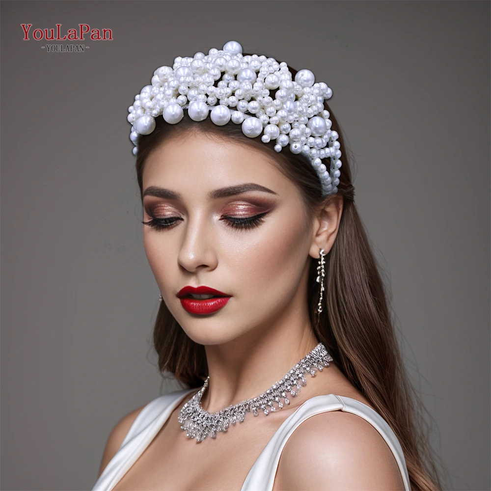 Youlapan Volledige Parel Trends Bruid Hoofdband Handgemaakte Bruiloft Haaraccessoires Vrouw Elegant Feest En Bruiloft Hoofddeksels Hp704