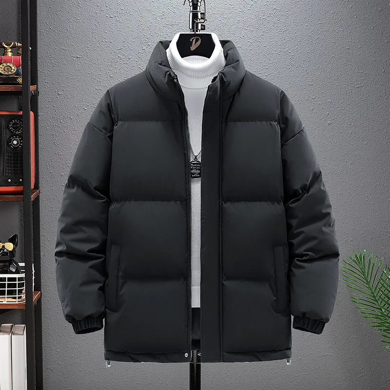 Solid-color Winter Trendy Brand Stand-up Collar Loose Winter Coats Warm Cotton-padded Coat Teenager Cold-proof Large-sized Coats