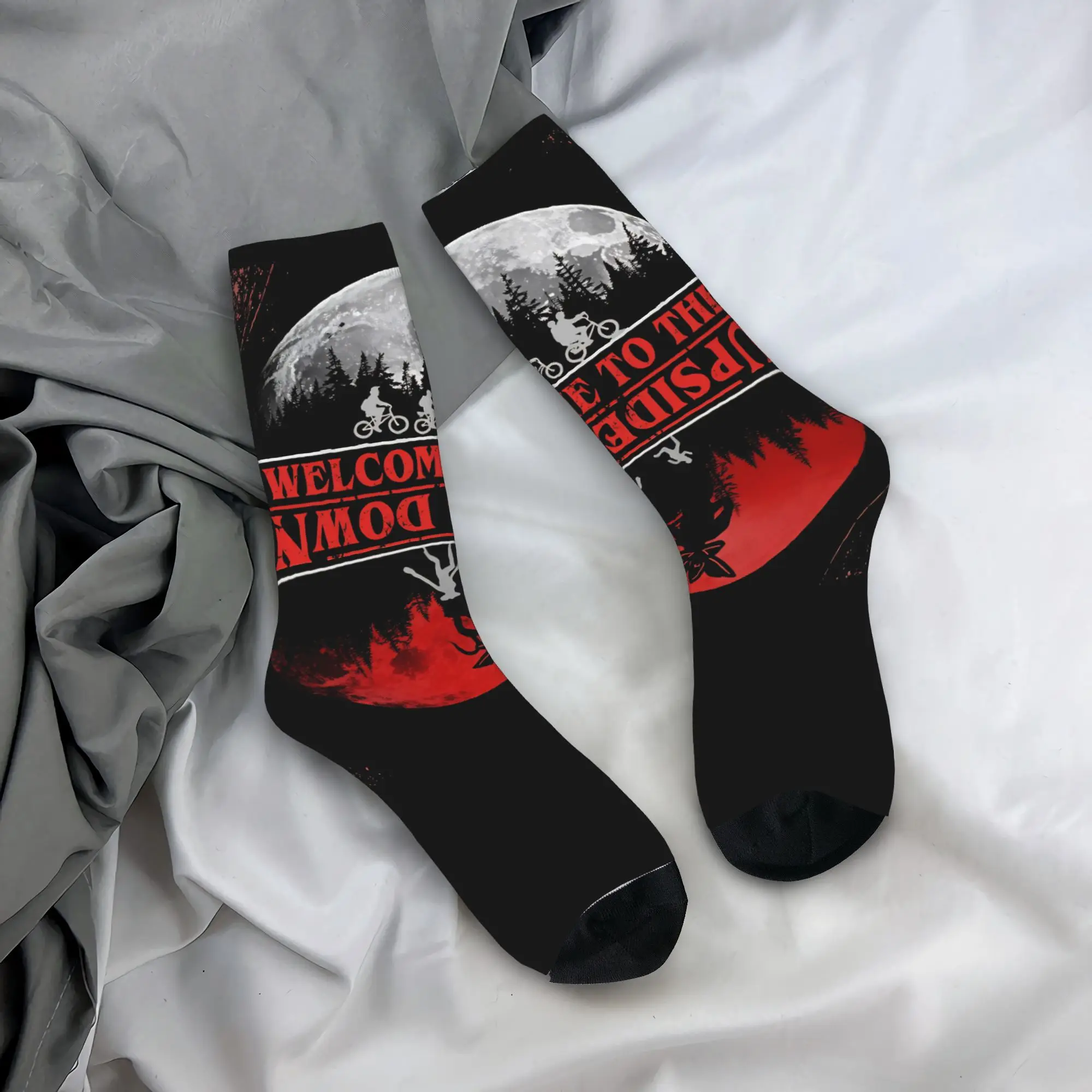 Welcome To the Upside Dowm Horror TV Socks Anti Sweat Stockings Men's Soft Breathable Running Sports Socks Fashion Graphic Socks