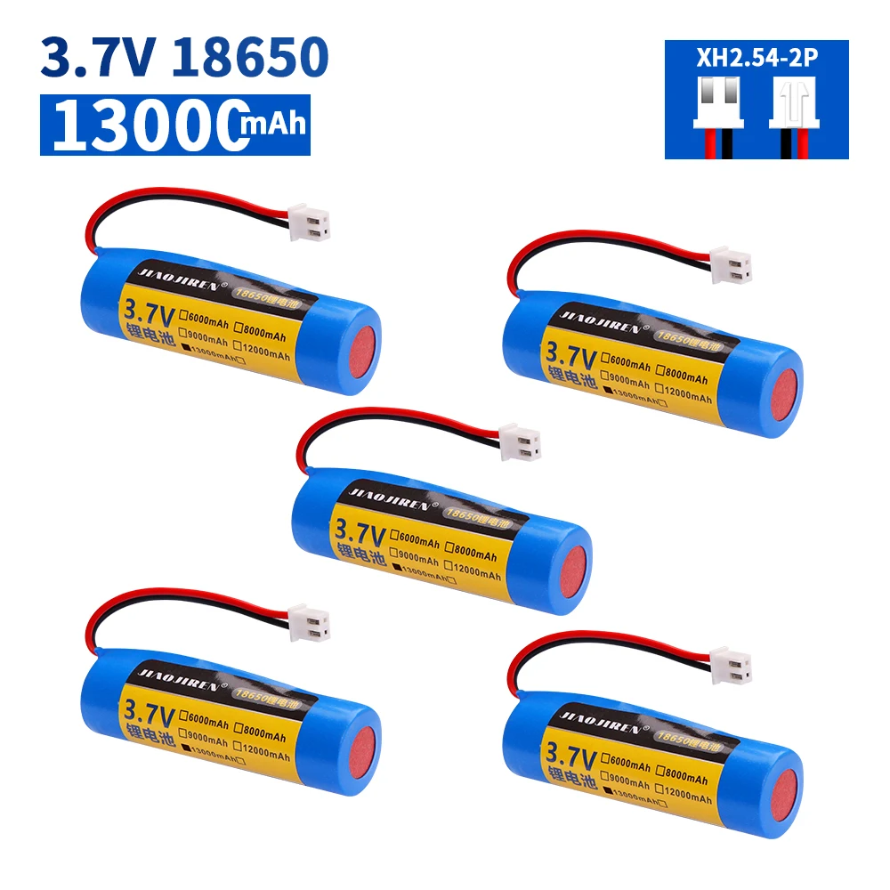 3.7v 18650 13000mah bateria Xh2.54-2p plug li-lon bateria de lítio recarregável com carregador relógio bateria de áudio bluetooth