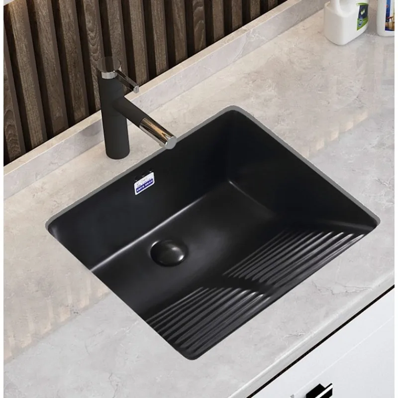 Ceramic laundry basin, balcony with washboard, short black single pool, under-counter wash basin