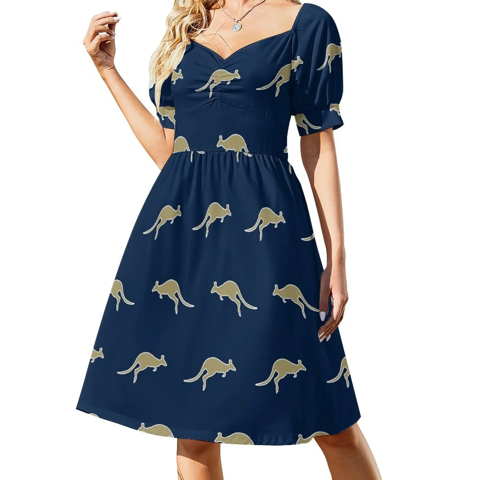 

Akron Gold Kangaroo Short Sleeved Dress dresses korean style summer dress women 2025 fairy dress