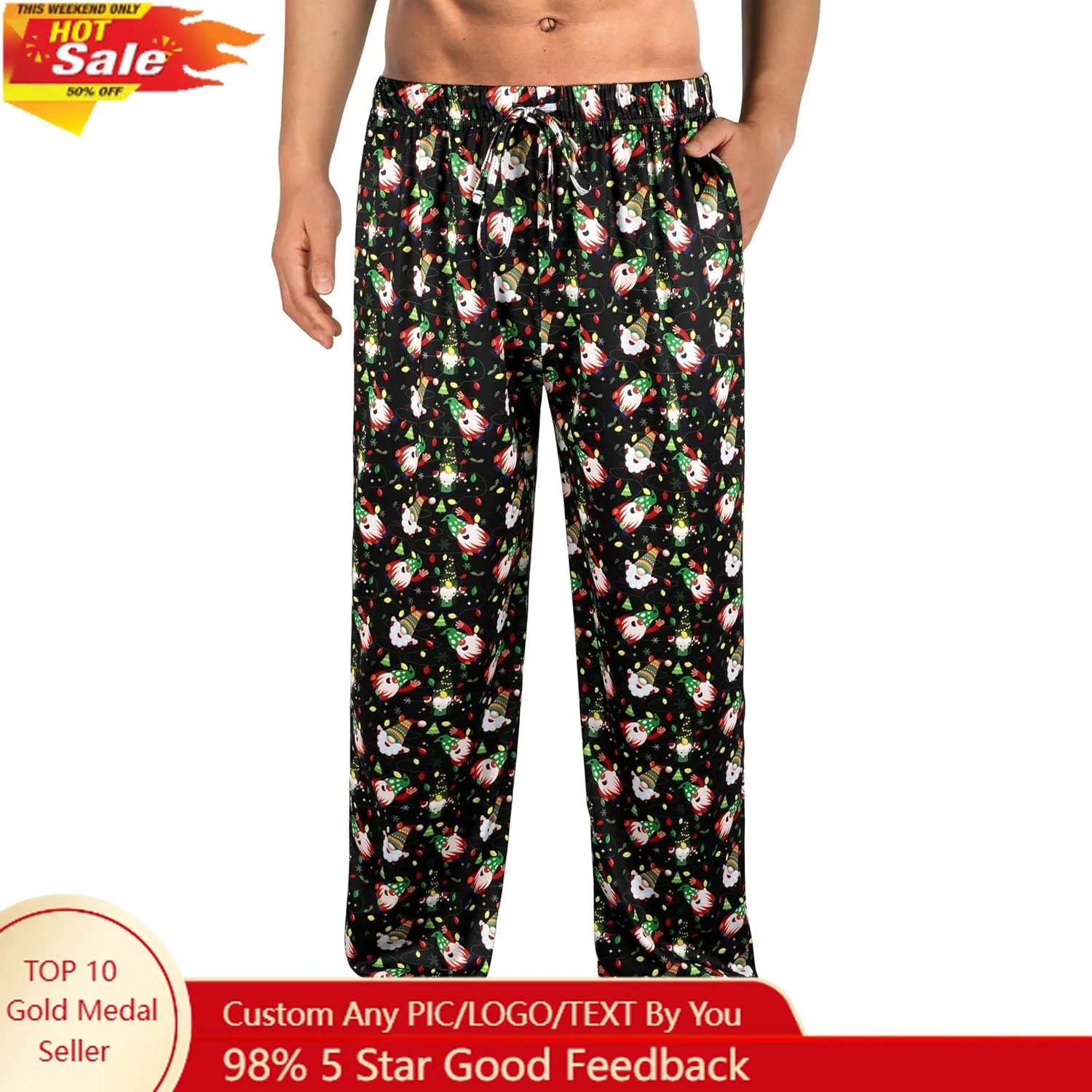

Мужские рождественские пижамные штаны, новинка, забавные мягкие пижамные штаны для сна с карманами и завязками