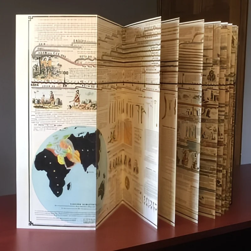Adam's Kroniek of Geschiedeniskaart - Een hardcover boek met illustraties - De Bijbel - Een opvouwbaar boek met een tijdlijn van de wereldgeschiedenis