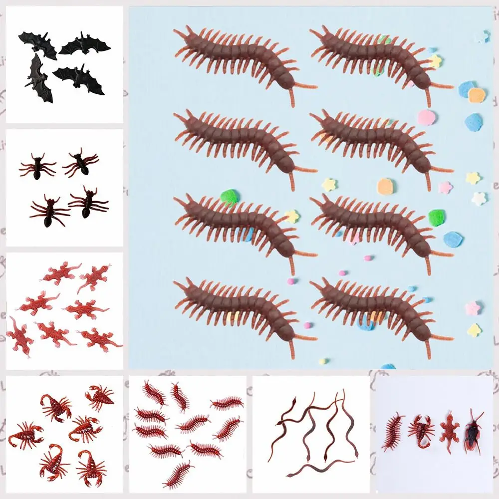 

10Pcs/set Scorpion Simulation Fake Rubber Cockroach Gecko Centipede Simulation Cockroach Model Soft Material Fake Halloween Gift