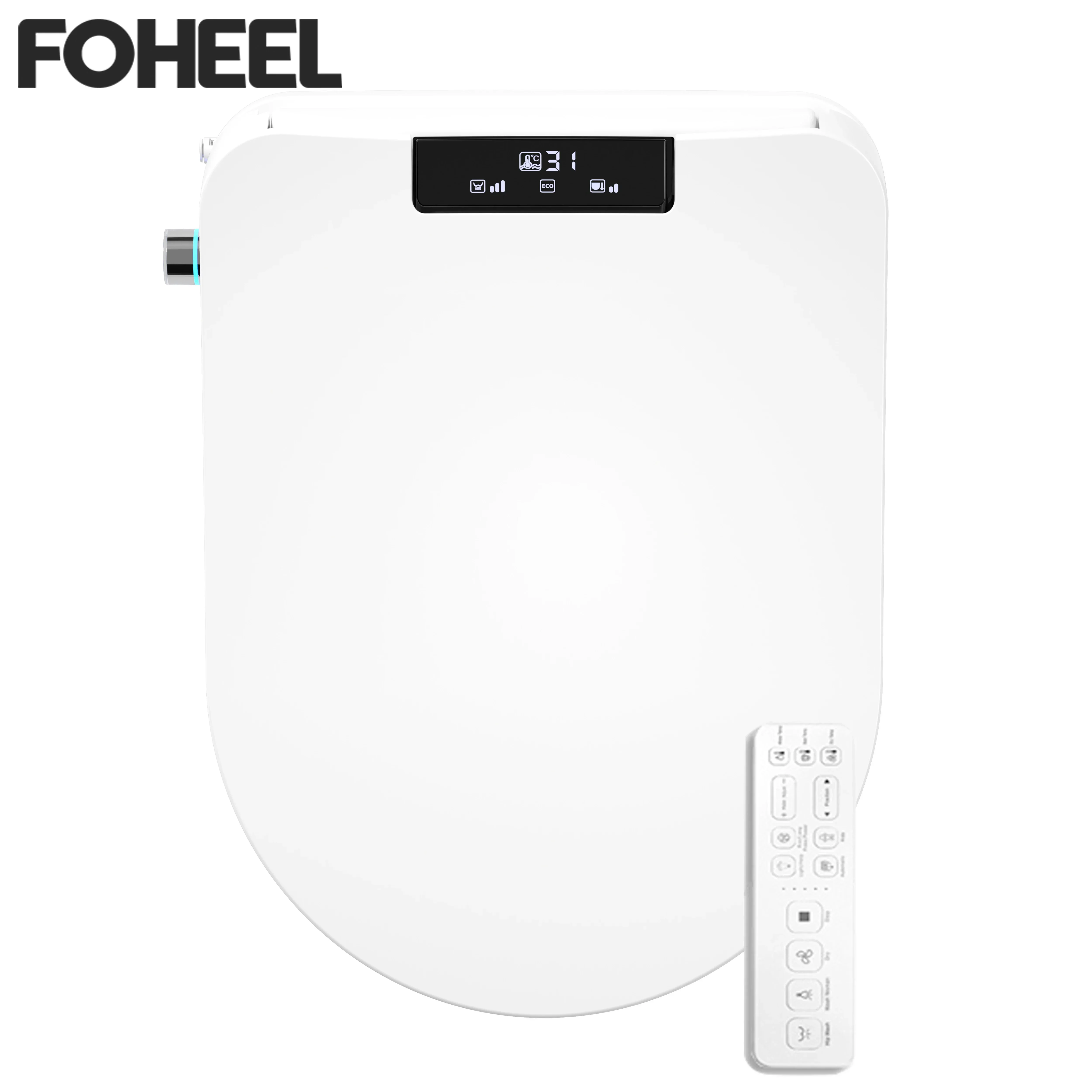 

FOHEEL Smart Round Toilet Seat Cover With Remote Auto Open Close Lid