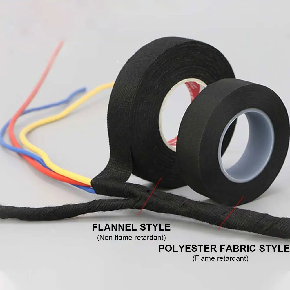 15M Heat-resistant Adhesive Cloth Fabric 19MM Tapes 19MM For Automotive Cable Harness Wiring Loom Electrical Heat Tape