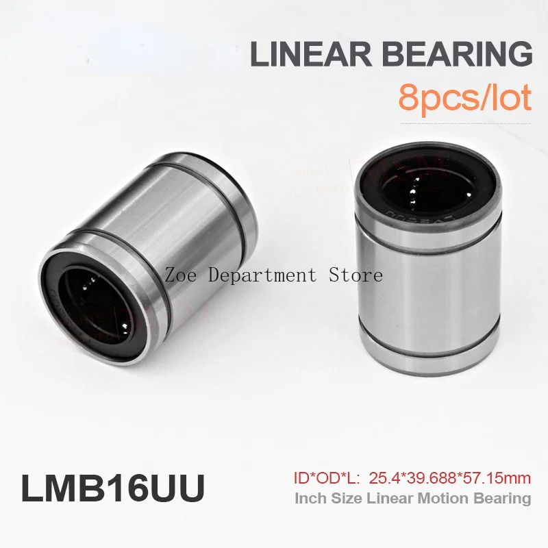 

8pcs LMB16UU (dr1" D1.5625" L2.25") British System Shaft Ball Bushing SW16UU Inch Size Linear Bearings 25.4*39.688*57.15mm