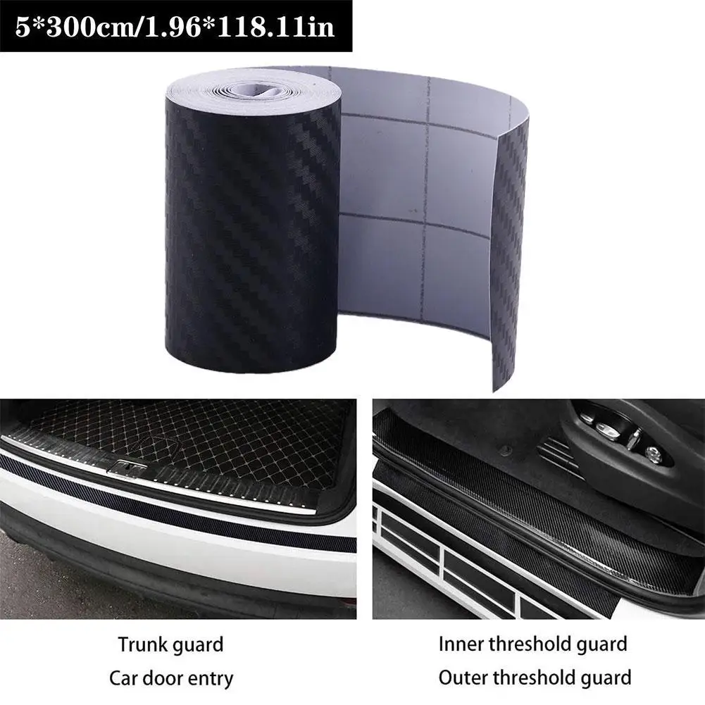 1-5rolls Nano Carbon Fiber Car Tape Sticker Door Mirror Paste Protector Strip DIY Protection Protective Film Waterproof Adhesive