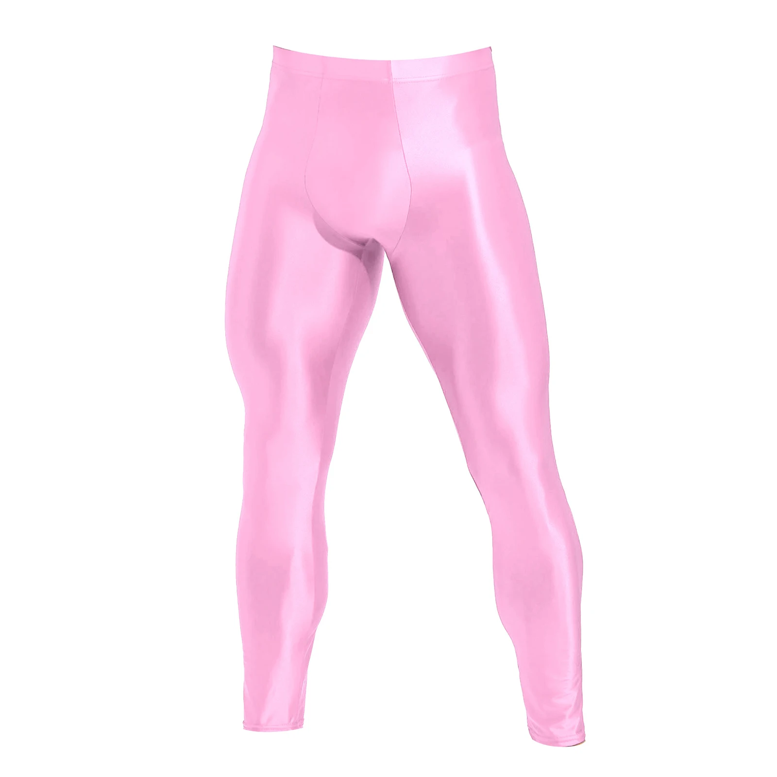 Leggings skinny da uomo Vita elastica Collant da ginnastica lucidi Pantaloni a compressione Pantaloni da allenamento fitness per feste in piscina in spiaggia