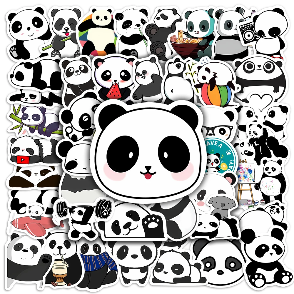 ملصقات باندا كرتونية لطيفة باللون الأسود والأبيض يمكنك صنعها بنفسك لعبة أطفال هدية ملصق مزخرف للهاتف المحمول وزجاجات القصاصات والأمتعة المقاومة للماء #2