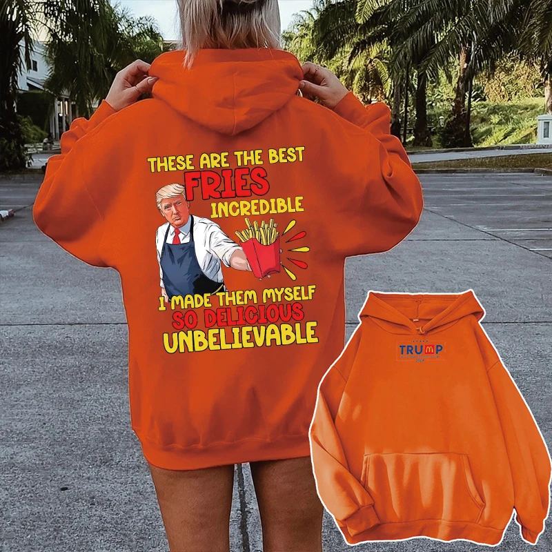 Trump Making Working At McDs Classics Hoodies Funny Trump 2024 Pullovers Fries Donald McDonald Unisex Personality Streetwear