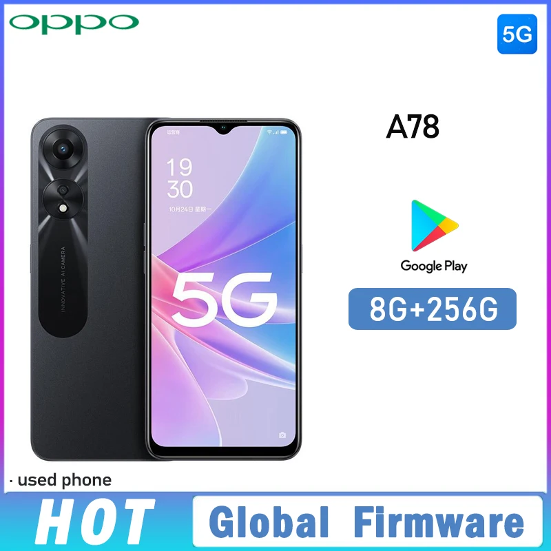OPPO A78 5G SmartPhone Globalny firmware MTK Dimensity 700 Android 12 RAM 8GB ROM 256GB 6.56" aparat 50MP 5000mAh używany telefon