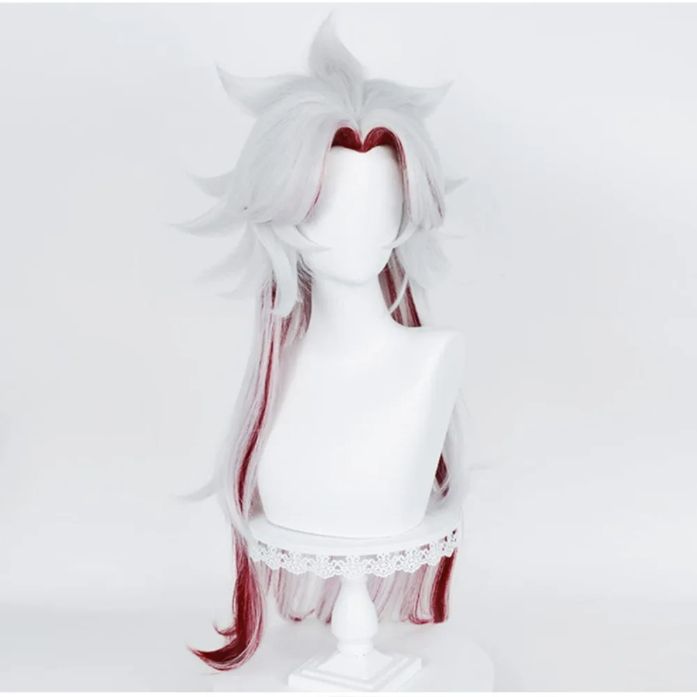 Original : perruque de cosplay Kujou Sara du personnage d'Enkanomiya de Genshin Impact avec un style moelleux et bouclé et des pointes teintes.