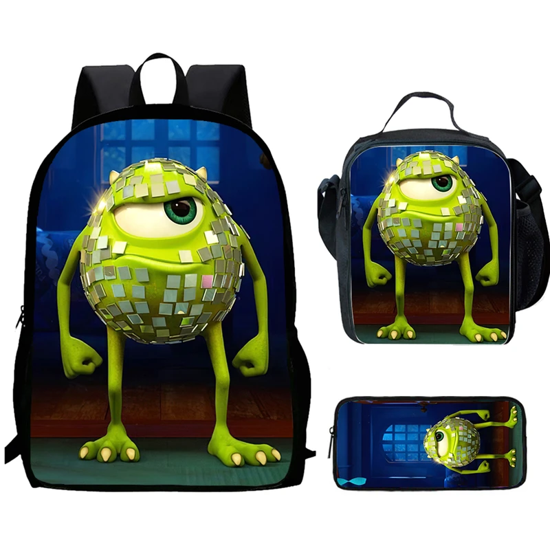

Cartoon Monsters, Inc. Child School Backpack With Lunch Bags Pencil Bags For Age 4-9,Light Weight School Bags For Boys Girls
