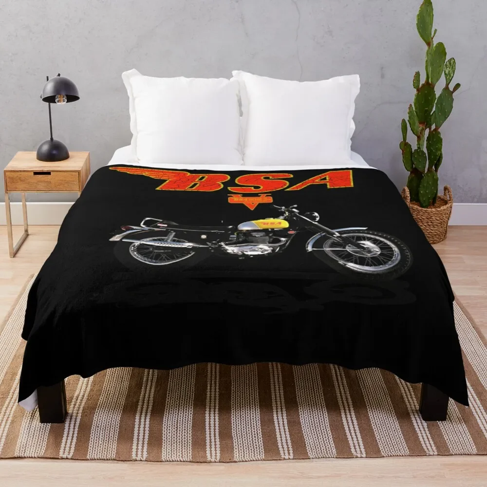 

Vintage BSA Victor 441 Motorcycles Design by MotorMania Throw Blanket Flannel Fabric Blankets For Baby Blankets