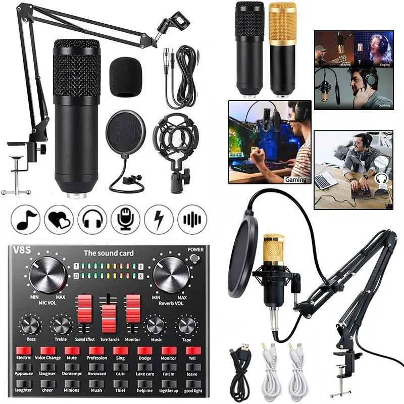 BM 800 Articulated Microphone Kit Microfone BM 8000 Microfono Para PC De Mesa Streaming Condensador Studio V8s Sound with Mic