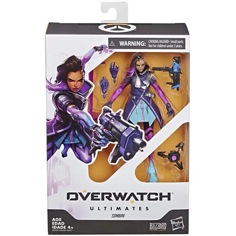 Hasbro Overwatch Anime Figures Sombra Tracer Model 18cm Collectible Ornaments Toy Birthday Gifts for Children