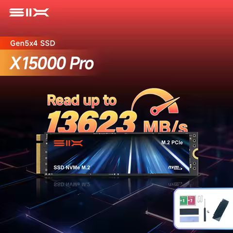 SIX X15000Pro 1TB 13623MB/s PCIe 5.0 M.2 NVMe SSD, 2GB LPDDR4 DRAM With Heatsink, 1500K IOPS, Gen5 Internal Drive for Gaming