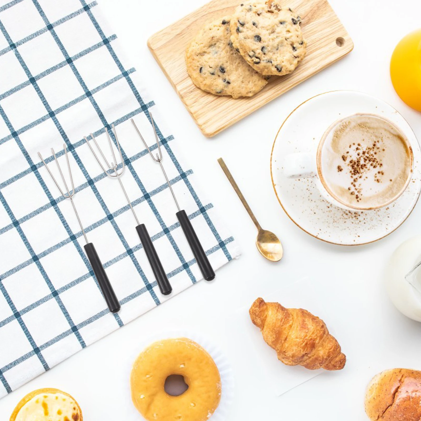 

10pcs Chocolate Forks Stainless Steel Candy Dipping Tools Fondue Tools Kitchen Gadgets Dipping Tool Set For Chocolate Truffles