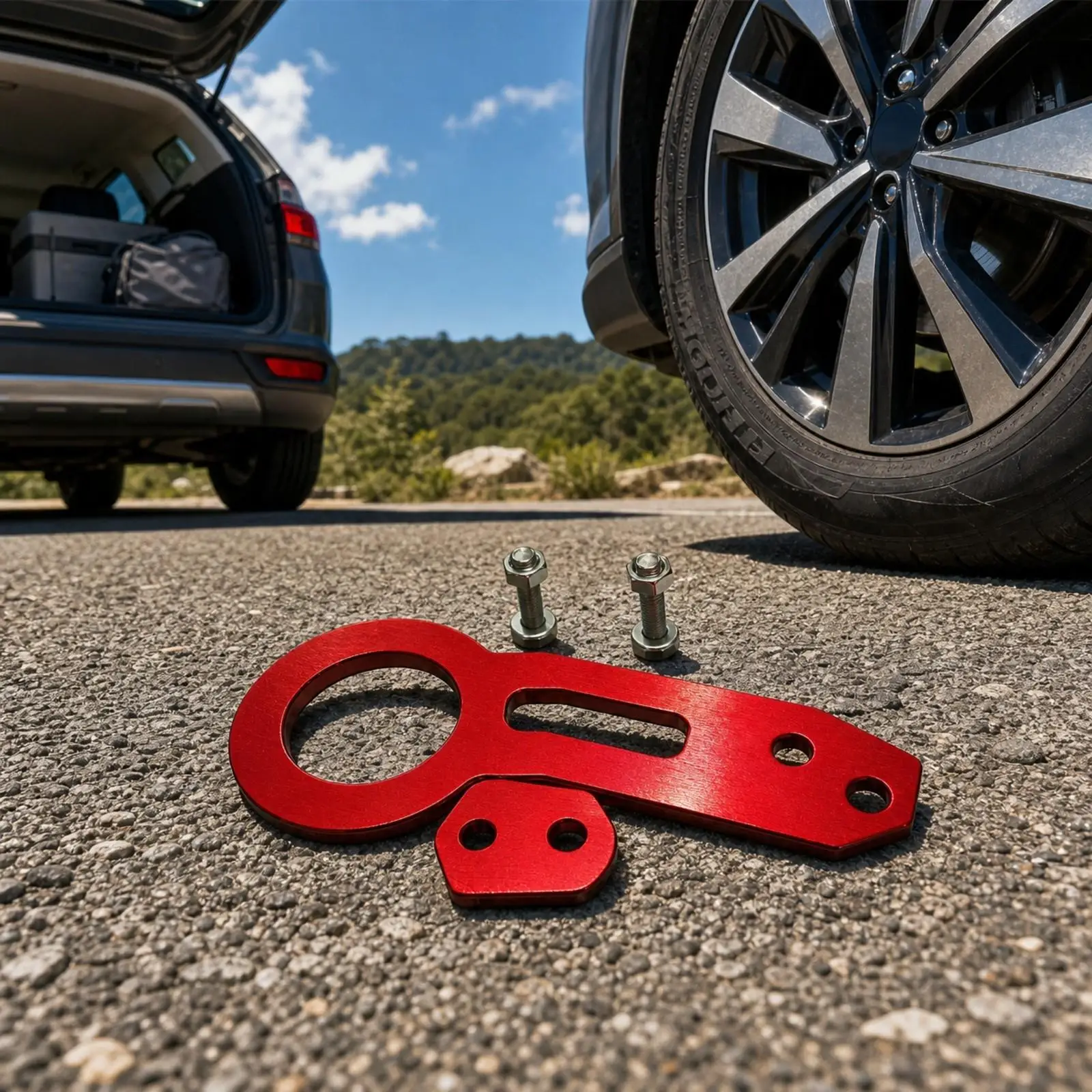 Universal Screw on Trailer Hitch Tow Hook for Vehicle Recovery Towing Eye Ring Mounting Plate Kit Heavy Duty