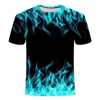 Mens T Shirt Short Sleeve Flame 3D Print Summer Oversized Breathable Fitness Sports Shirt Woman T-Shirts Outdoor Running Tops