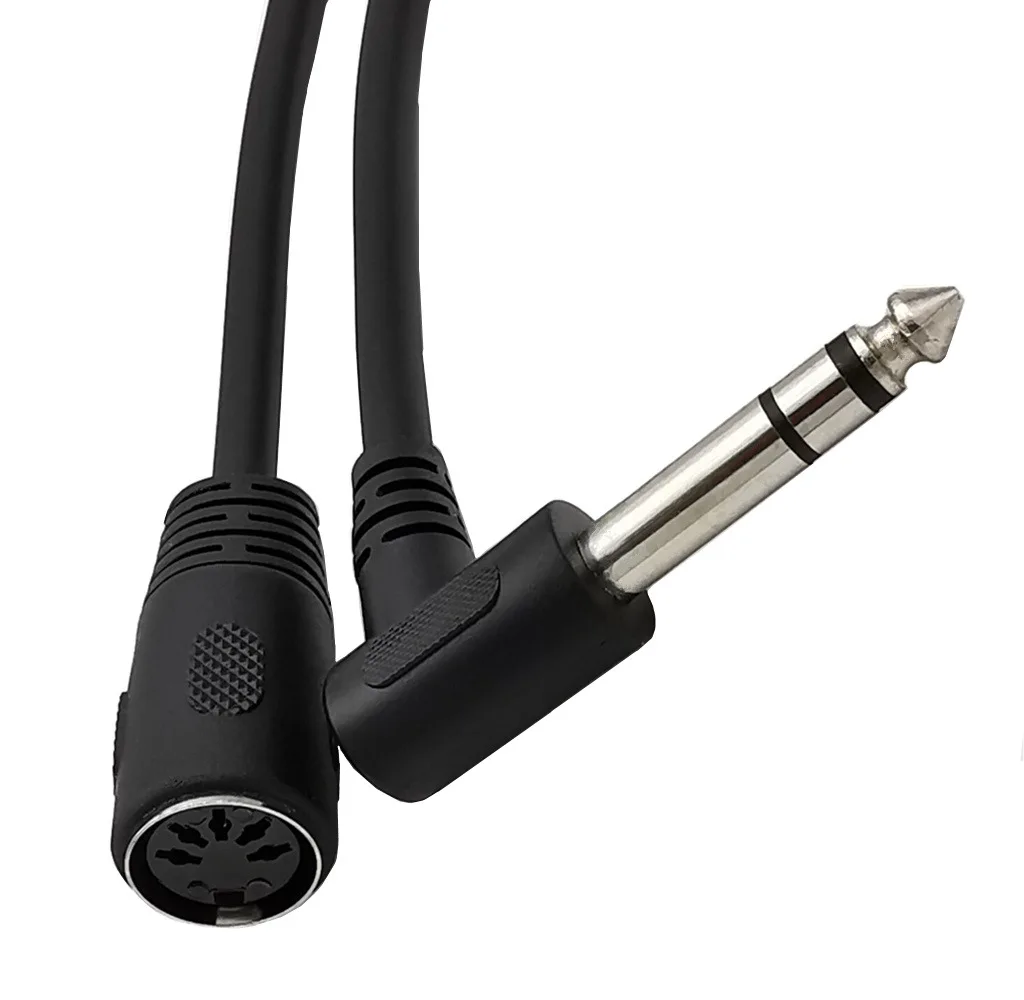 6.35mm STEREO 1/4" JACK PLUG TO 5 PIN MIDI DIN FEMALE SOCKET AUDIO ADAPTER CABLE 0.2M;