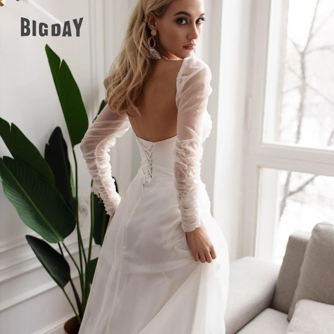 Exquisito Vestido de Novia sin tirantes para mujer, vestidos de Novia de manga completa con cordones, tul, largo hasta el suelo, personalizado