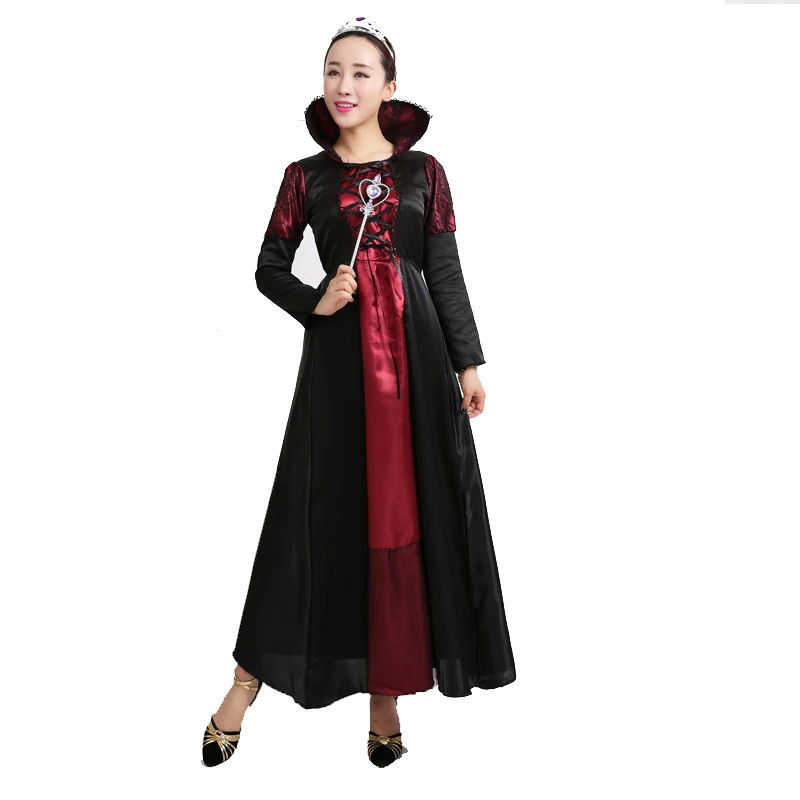 زي الهالوين للسيدات البالغات زي الملكة زوجة الأب التأثيري أداء سنو وايت كوين مسرح دكتور