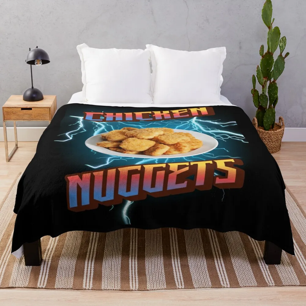 Chicken Nuggets,Funny Heavy Metal, Rap Bootleg Style Retro Chicken Nuggets, Chicken Nuggets Bootleg Throw Blanket