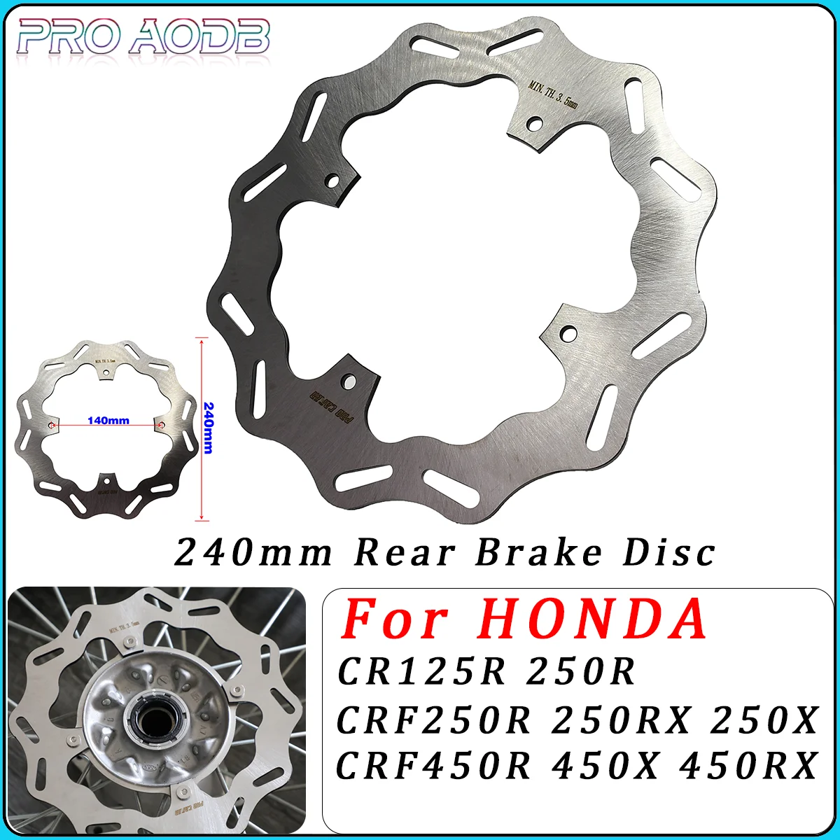 /05/2019 de Frein Avant et Arrière de 240mm, Rotors pour Honda CR125R, 250R, CRF250R, CRF250RX, CRF250X, CRF450R, CRF450RX, CRF450X, D343, 2004-2021