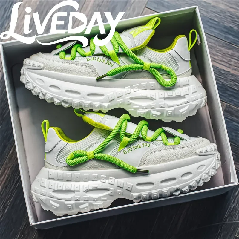 الخريف أحذية رياضية مكتنزة موضة الاتجاه تنوعا عارضة أحذية سميكة سوليد الارتفاع تعزيز مريحة الجري عدم الانزلاق الأحذية