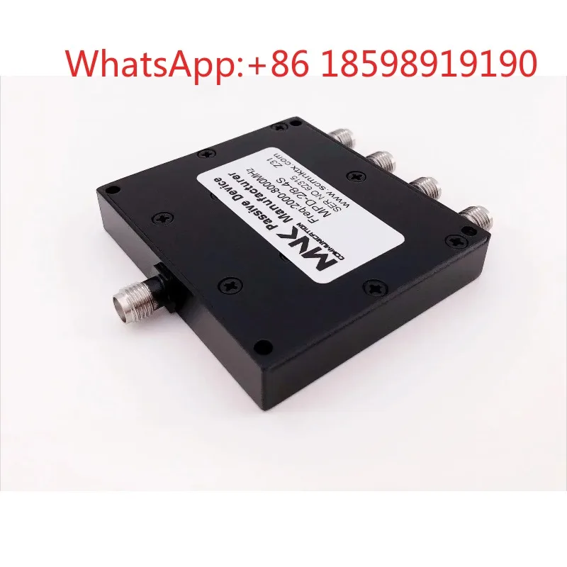 RF Microstrip Power Splitter (2-8G/2000-8000M), SMA Connector, 1-to-4 Division Design, Compatible with WIFI