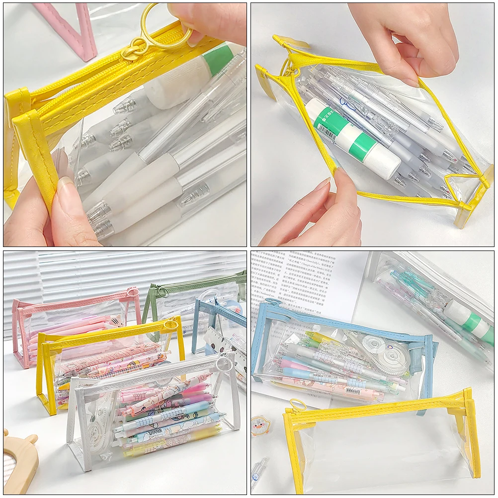 

PVC Stationery Bag Travel Makeup Pouch Waterproof Lightweight Large Capacity Pen Case School Supplies Storage Student
