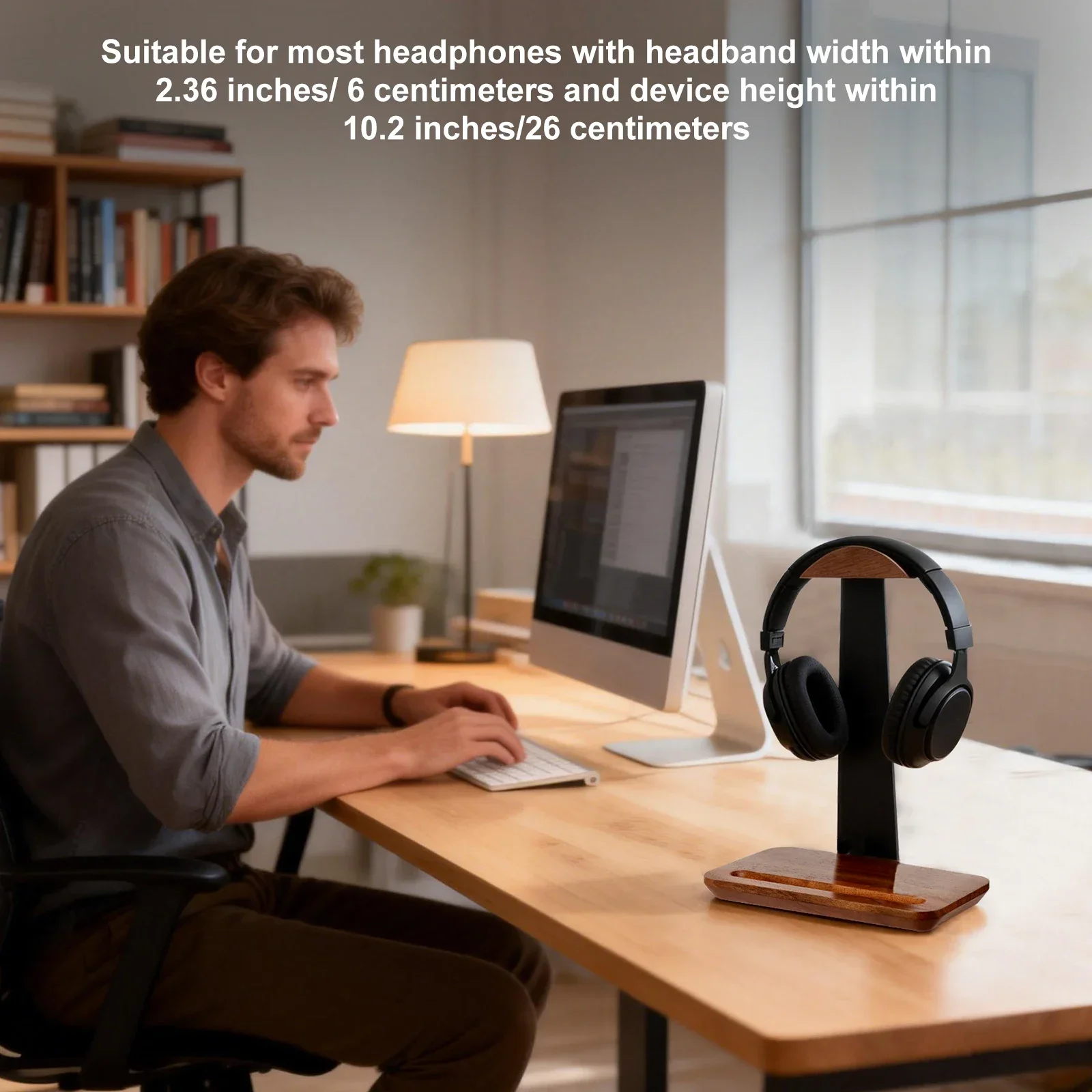 Universal Wood Headphone Stand with Storage Base Non Slip Table Headset Holder Decorative Desktop Vertical Headset Storage Rack - view 4