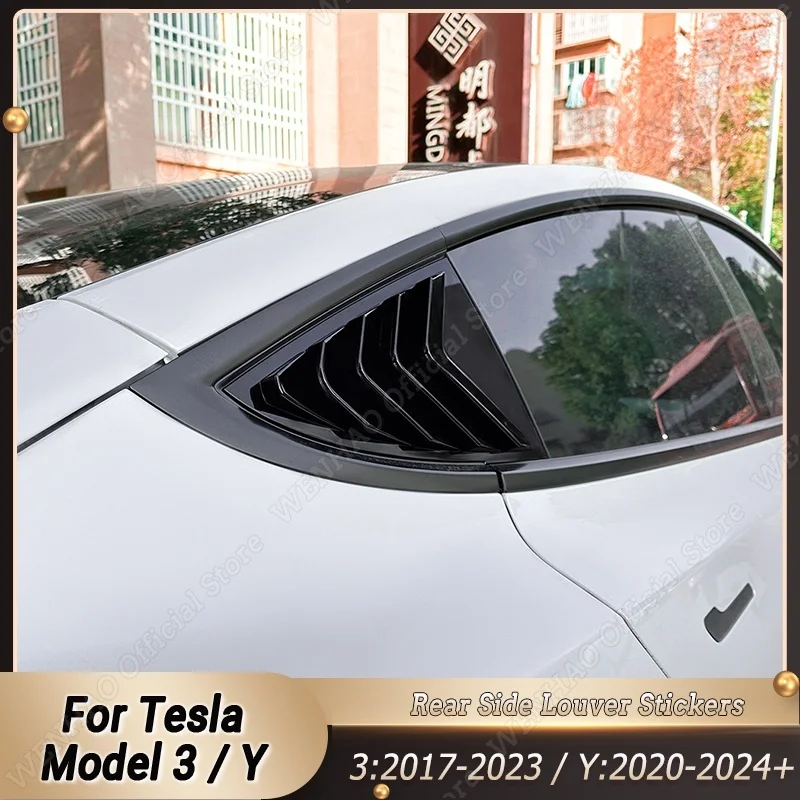 

Для Tesla Model 3 2017-2023, модель Y 2020-2024 +, боковая крышка затвора заднего стекла автомобиля с вентиляционным отверстием, жалюзи, наклейки, аксессуары для отделки