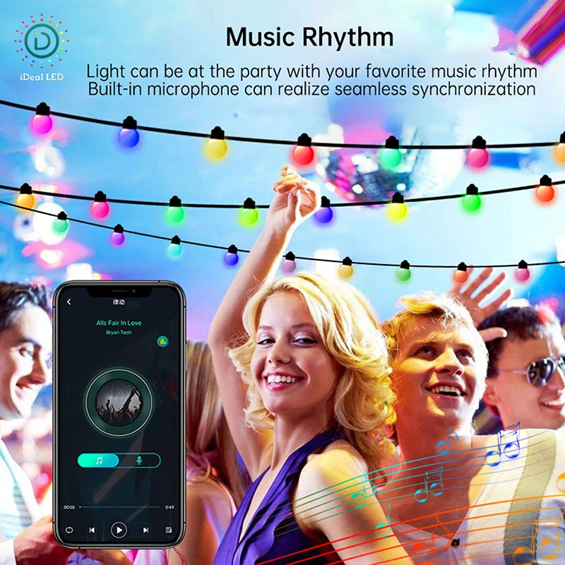 RGB wasserdicht Nachtlicht DIY Bild Anzeige Hochzeits dekoration LED Streifen Lichter App Steuerung Camping Musik Rhythmus Lampe Garten