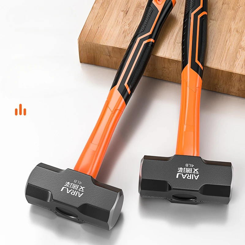 Multi functional shock-absorbing hammer for heavy-duty construction site with connected wall smashing tool