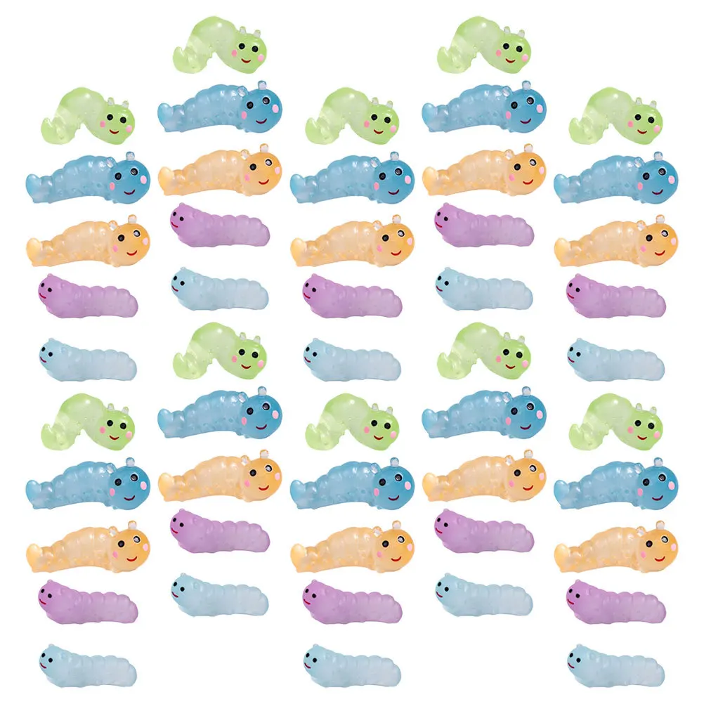 50 قطعة المشهد الصغير دودة الزينة الراتنج مصغرة محاكاة الديدان دائم البستنة الحلي بونساي الراتنج دودة ديكور توهج #3