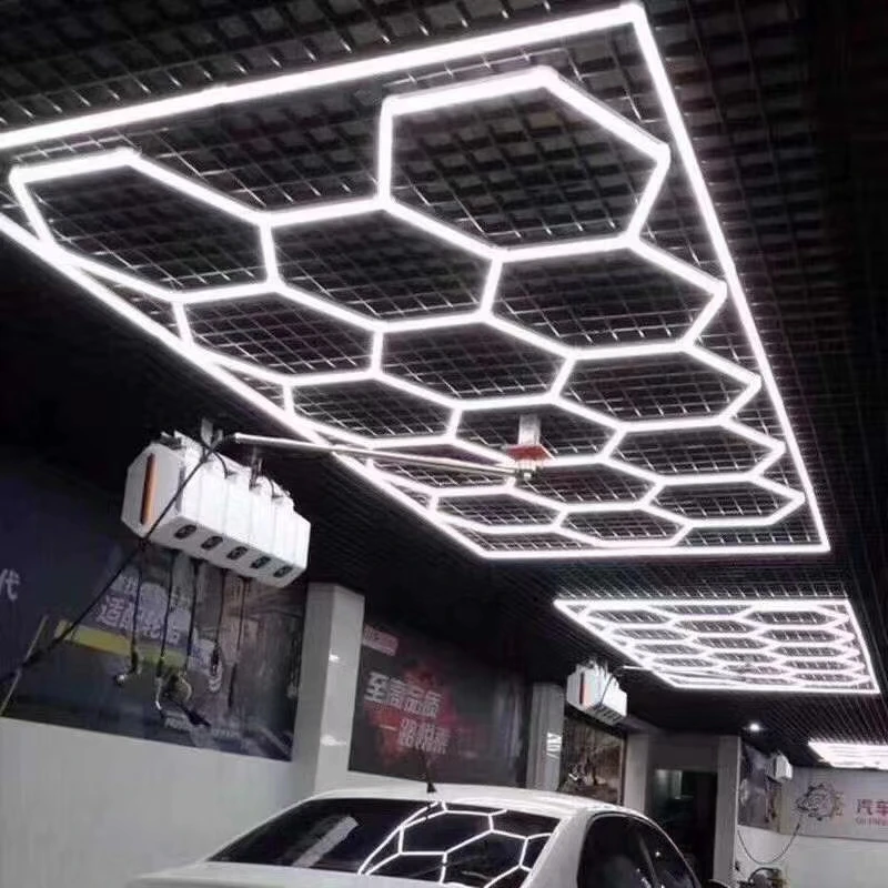 Factory Sales Honeycomb High Color Rendering Index Hexagon Interior Led Tube Lights for Garage Car Repair Shop Dropshipping