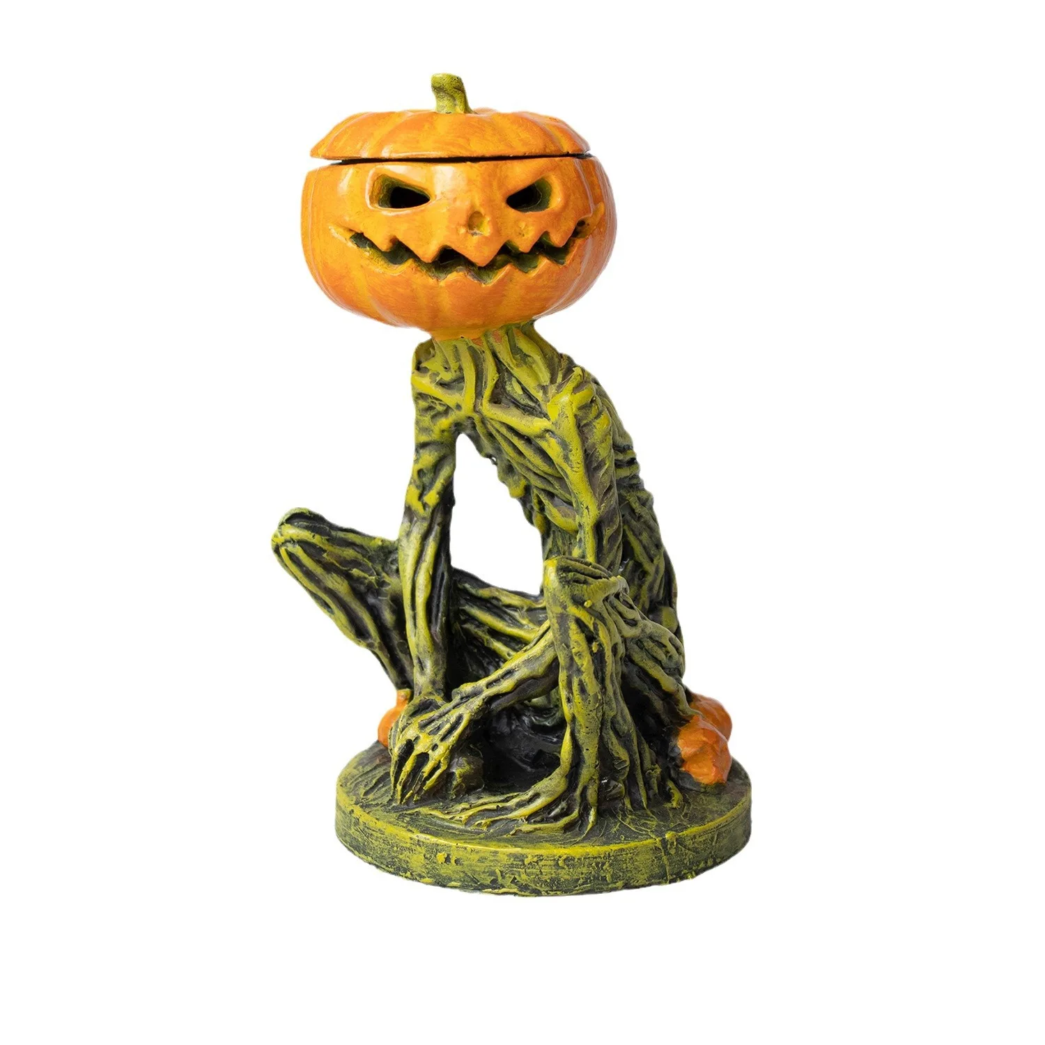 

Resin Ghost Face Pumpkin Man Halloween Ornament Desktop Decoration Candlestick Stand Halloween Party Home Decoration