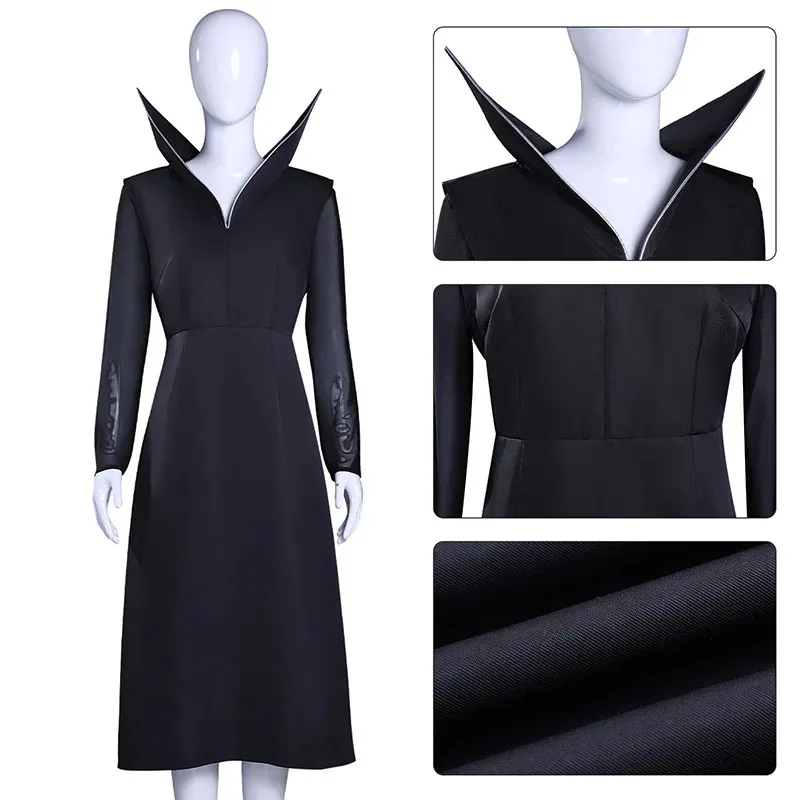 

Hot Movie Wednesday Cosplay Costume Anime Role Play Stand-up Collar Black Long Dress for Women Adult Halloween Com8;c'4,t;6.j'2;
