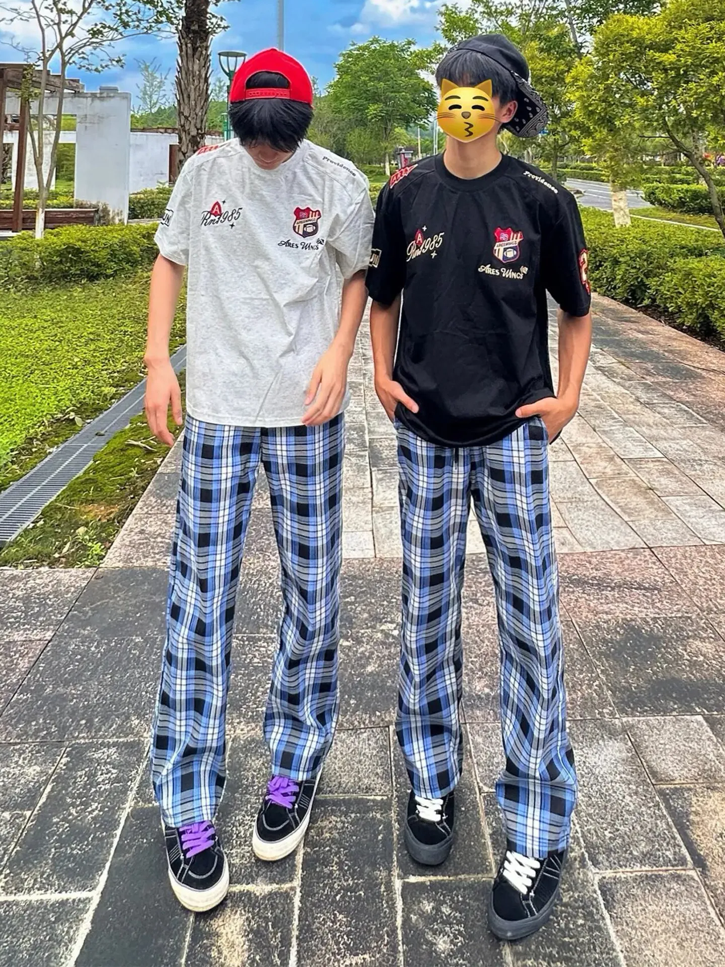 

Light Blue Plaid Straight Leg Casual Pants Men Summer Thin Breathable Sports Pants American Cleanfit Flared Pants